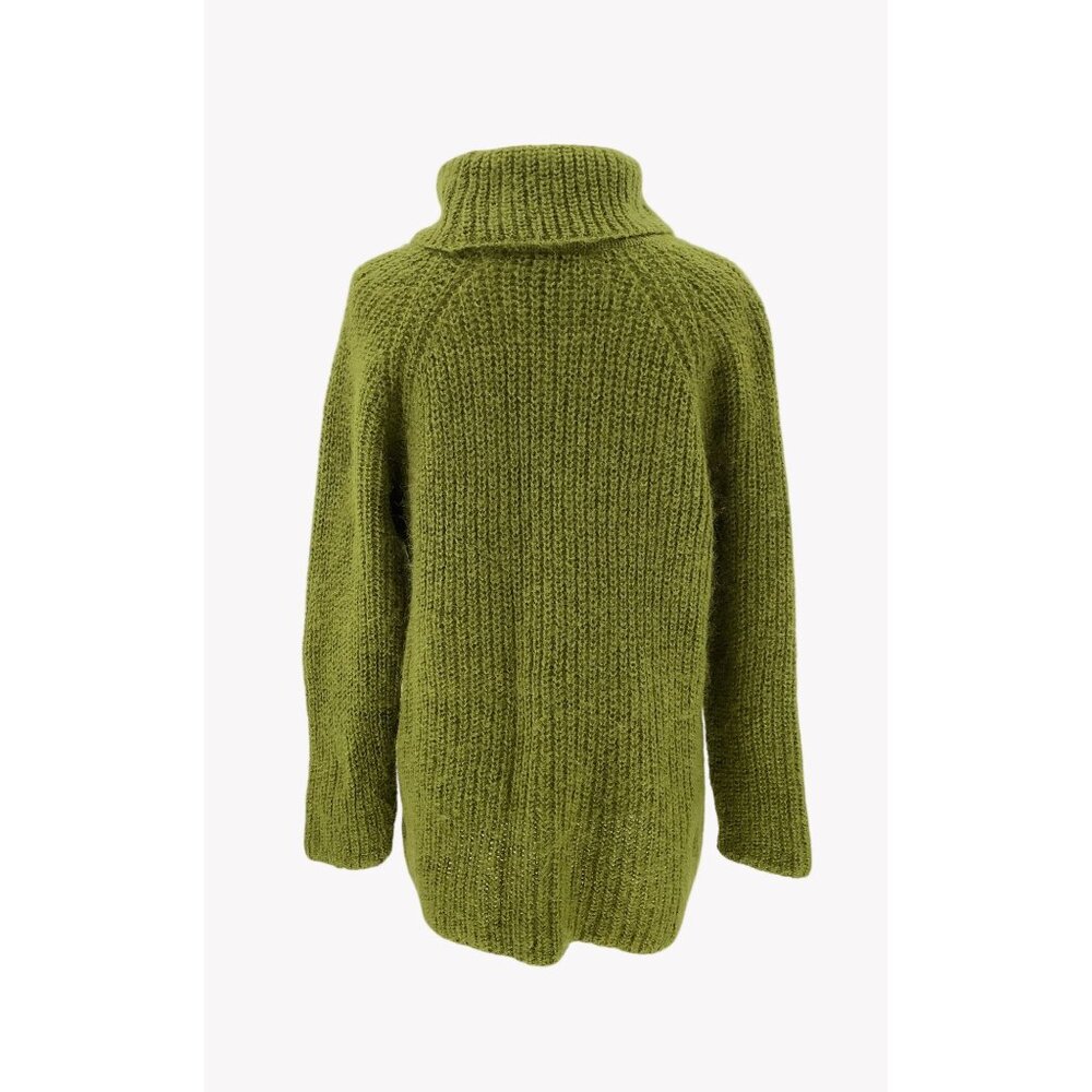 Vintage Olive Green Mohair Sweater Womens L Turtleneck Kurt Cobain MOD - Picture 3 of 6